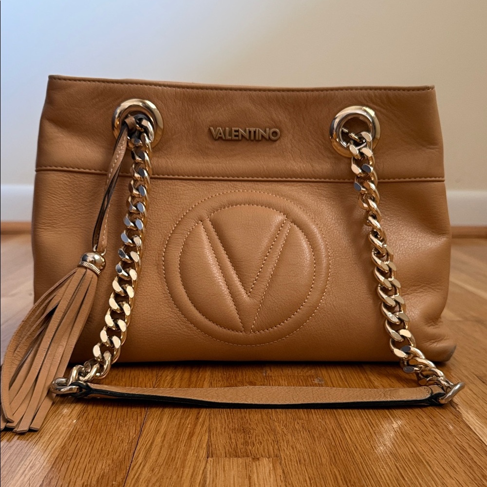 Valentino Camel Kali Leather Shoulder Bag